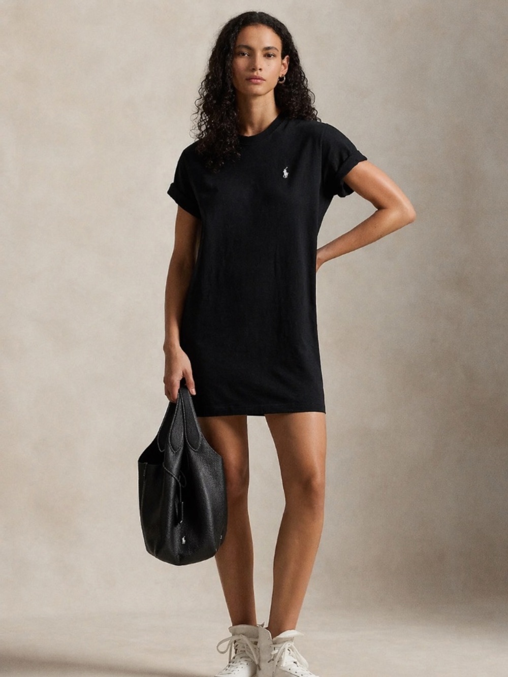 Ralph Lauren Black T Shirt Dress Mini Short Sleeve Casual Women Size XL